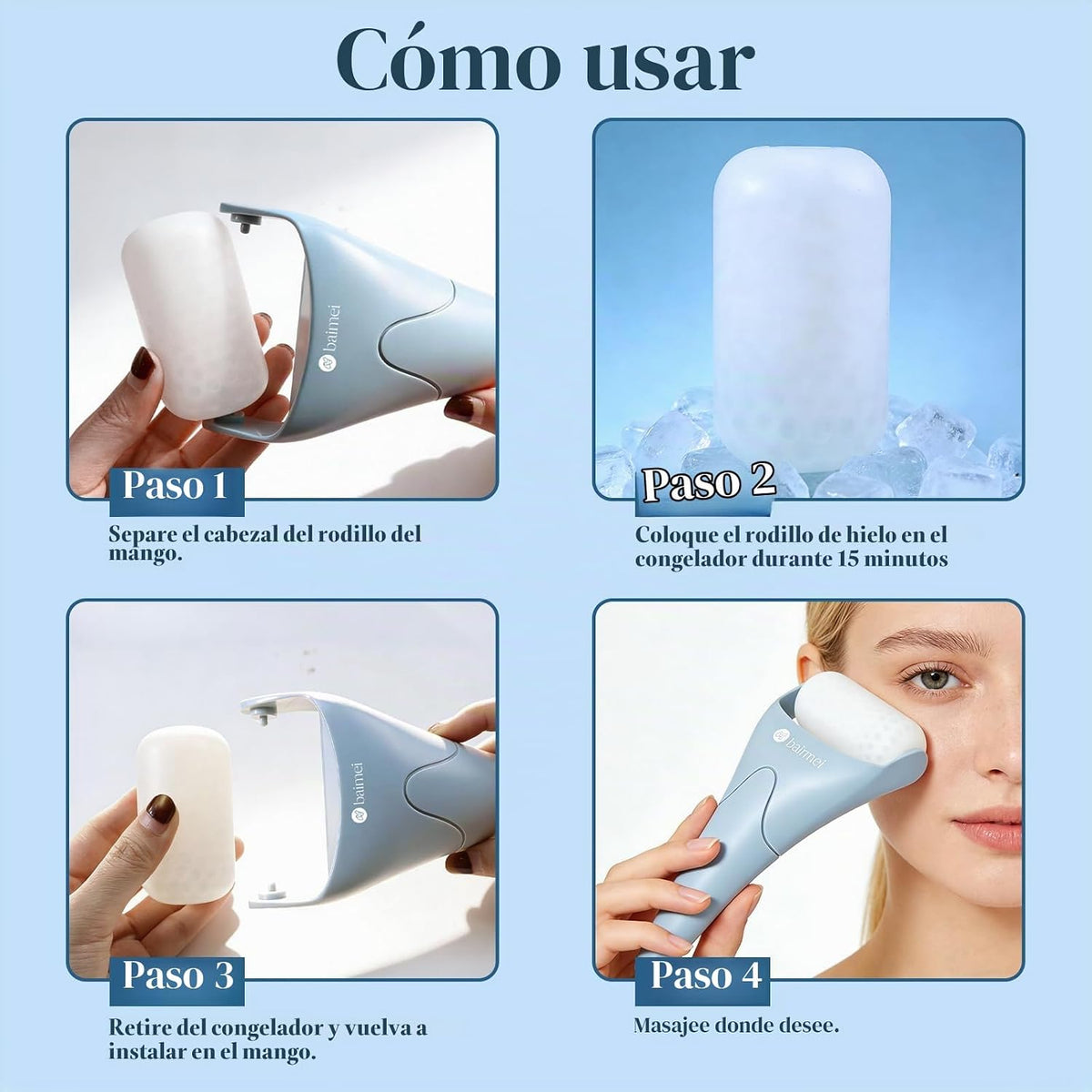 BAIMEI IcyMe - Rodillo de hielo para cara y juego de herramientas f...