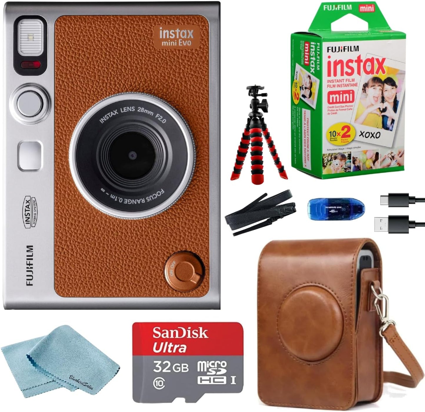 Paquete de cámara Fujifilm Instant Mini EVO híbrida con 20 hojas de...