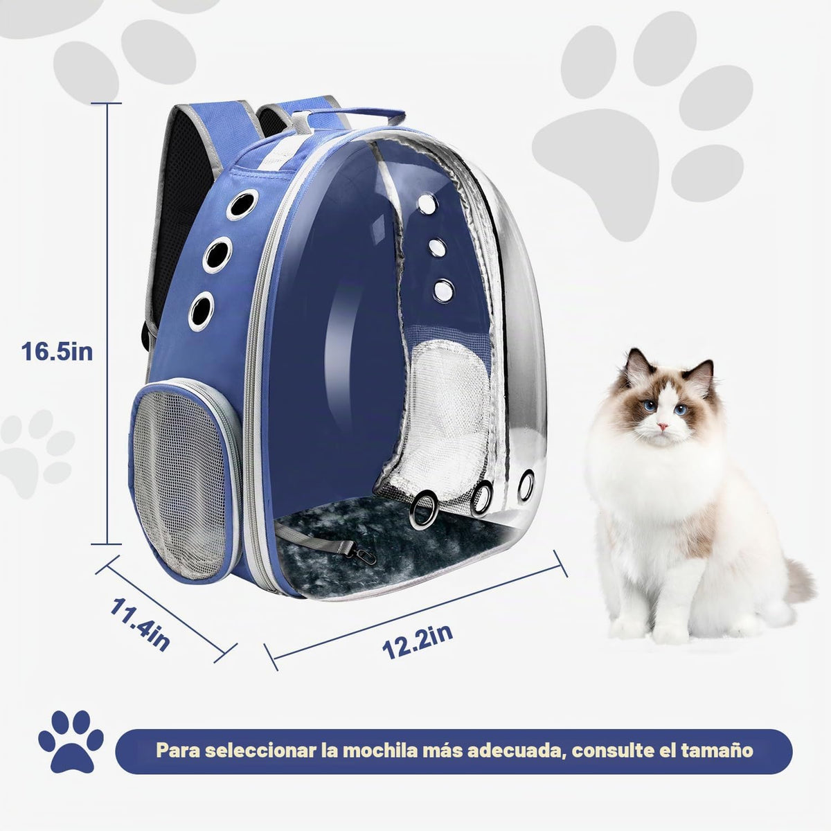 Mochila transportadora para gatos, transportador de mascotas con di...