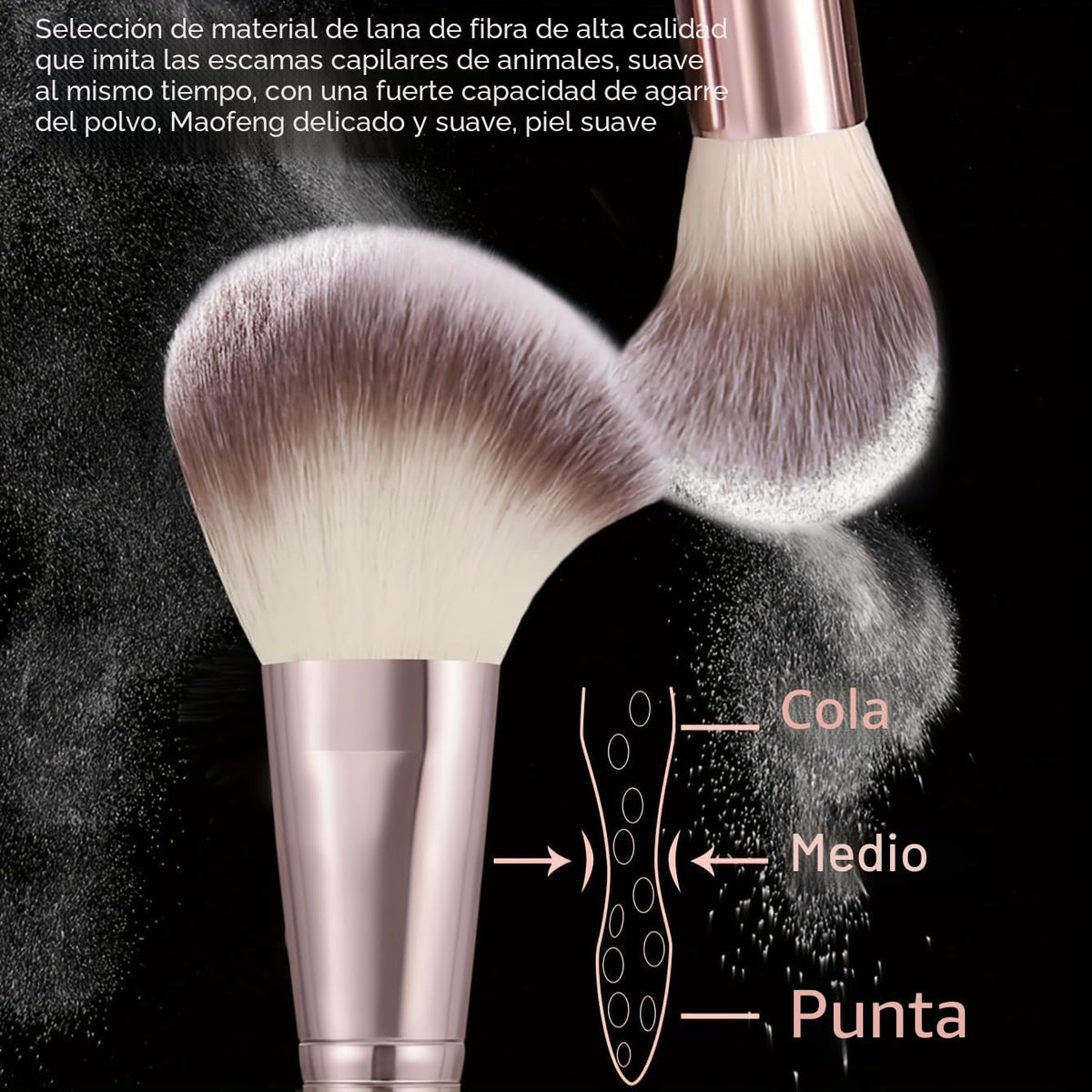 HGHDBT Juego de 44 brochas de maquillaje marrón, kit de maquillaje...