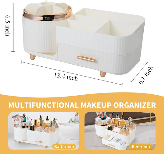 Zufudo - Organizador de maquillaje para encimera con cajón, rotació...