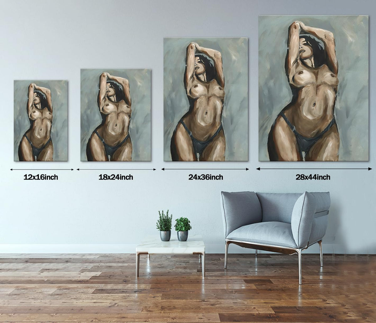 Yeesjoee Lienzo decorativo para pared de mujer sexy en blanco y neg...