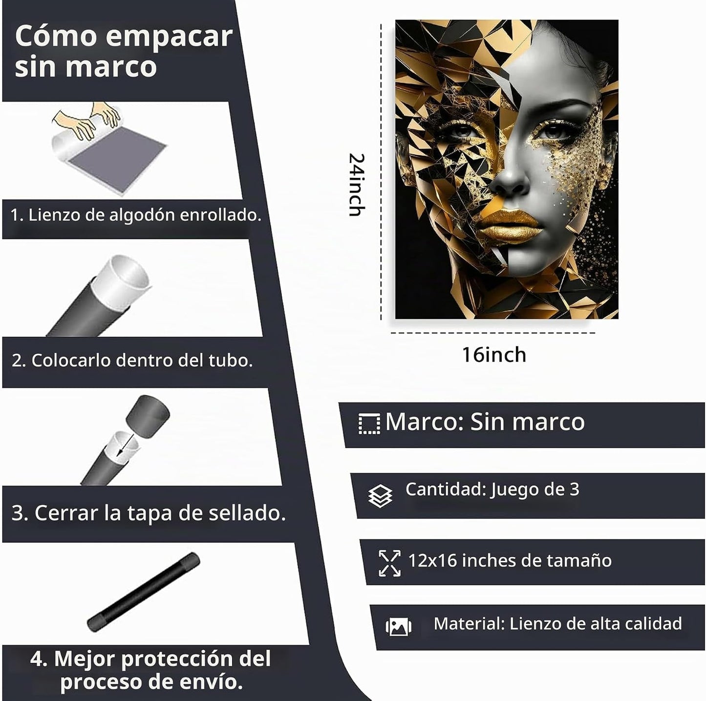 Arte abstracto de mujer negra en lienzo para pared, pintura de muje...