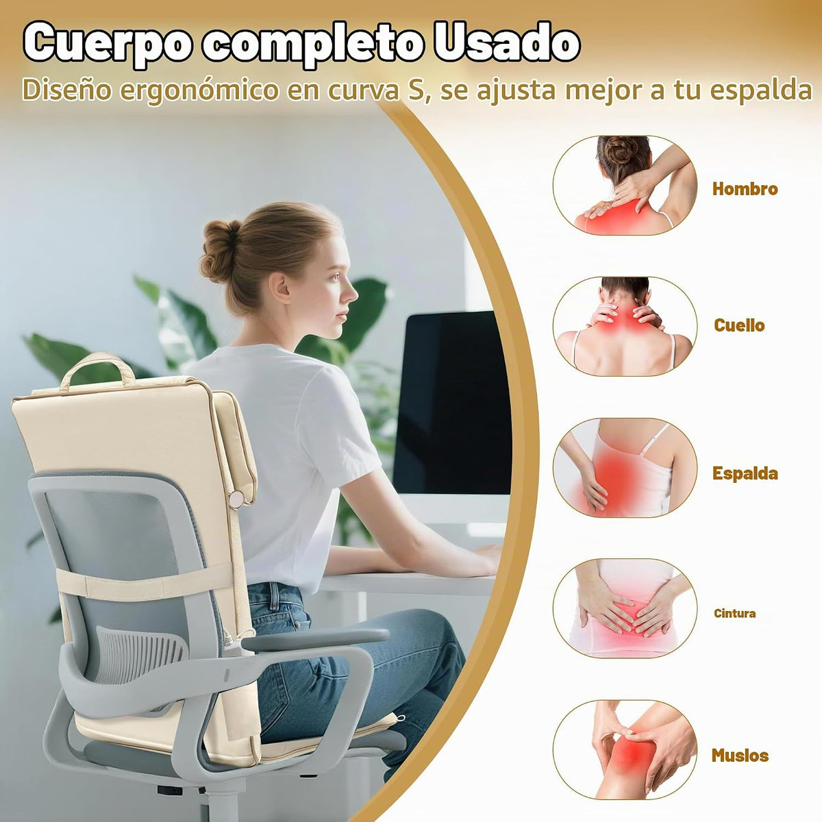Joyset Shiatsu Masajeador de cuello y espalda para silla, masajeado...