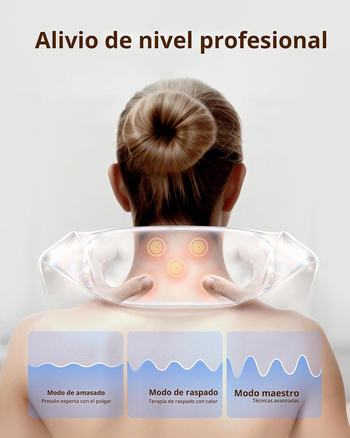 Masajeador Shiatsu inalámbrico de cuello y espalda con calor, 10 mi...