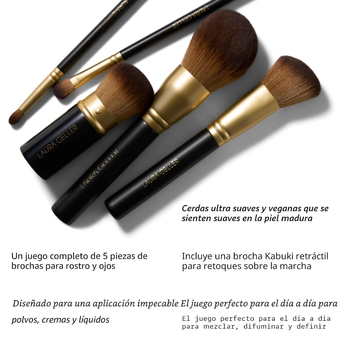 LAURA GELLER - Juego de brochas de maquillaje, sin crueldad animal,...