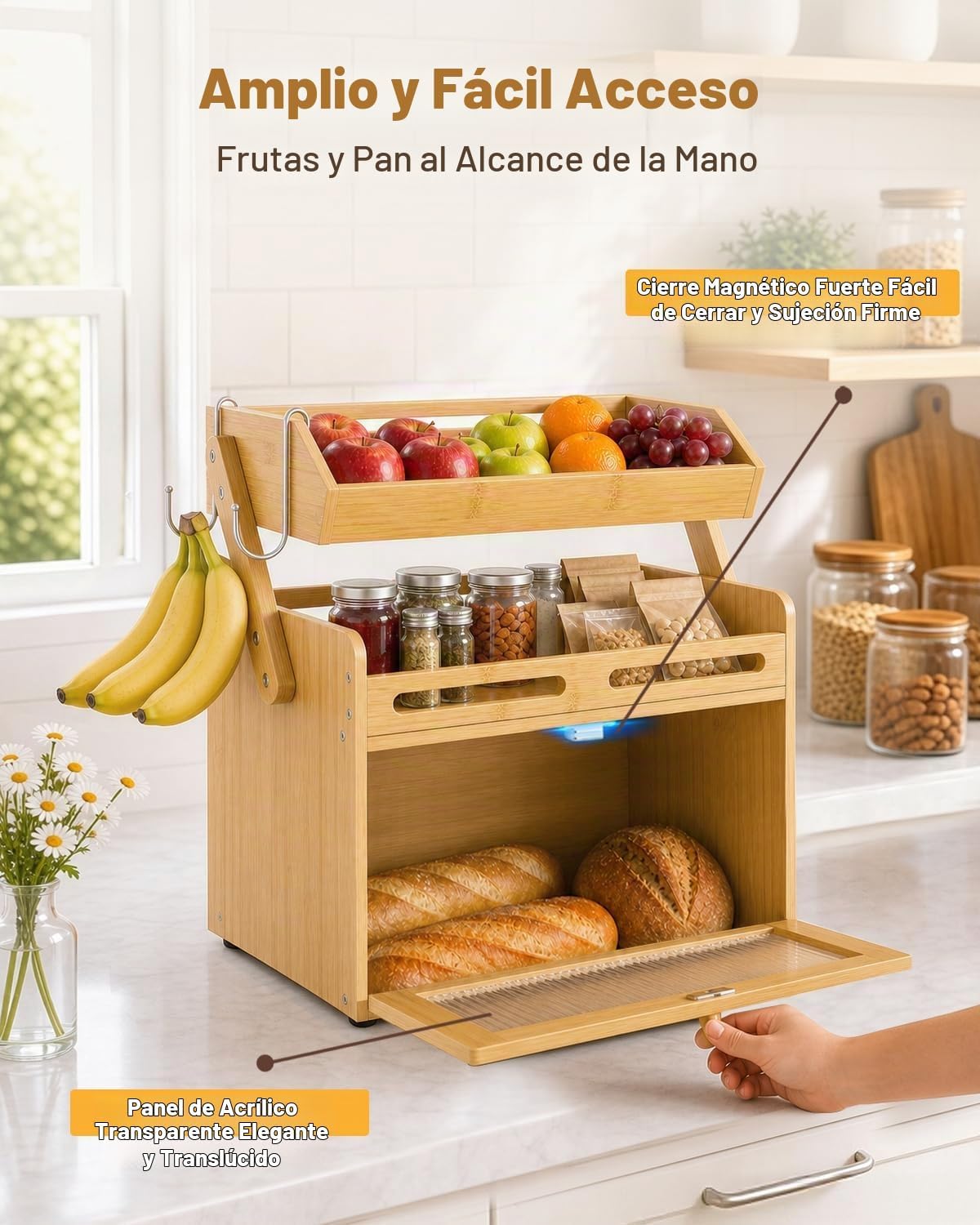 Coiesol Panera para encimera de cocina, contenedor de almacenamient...