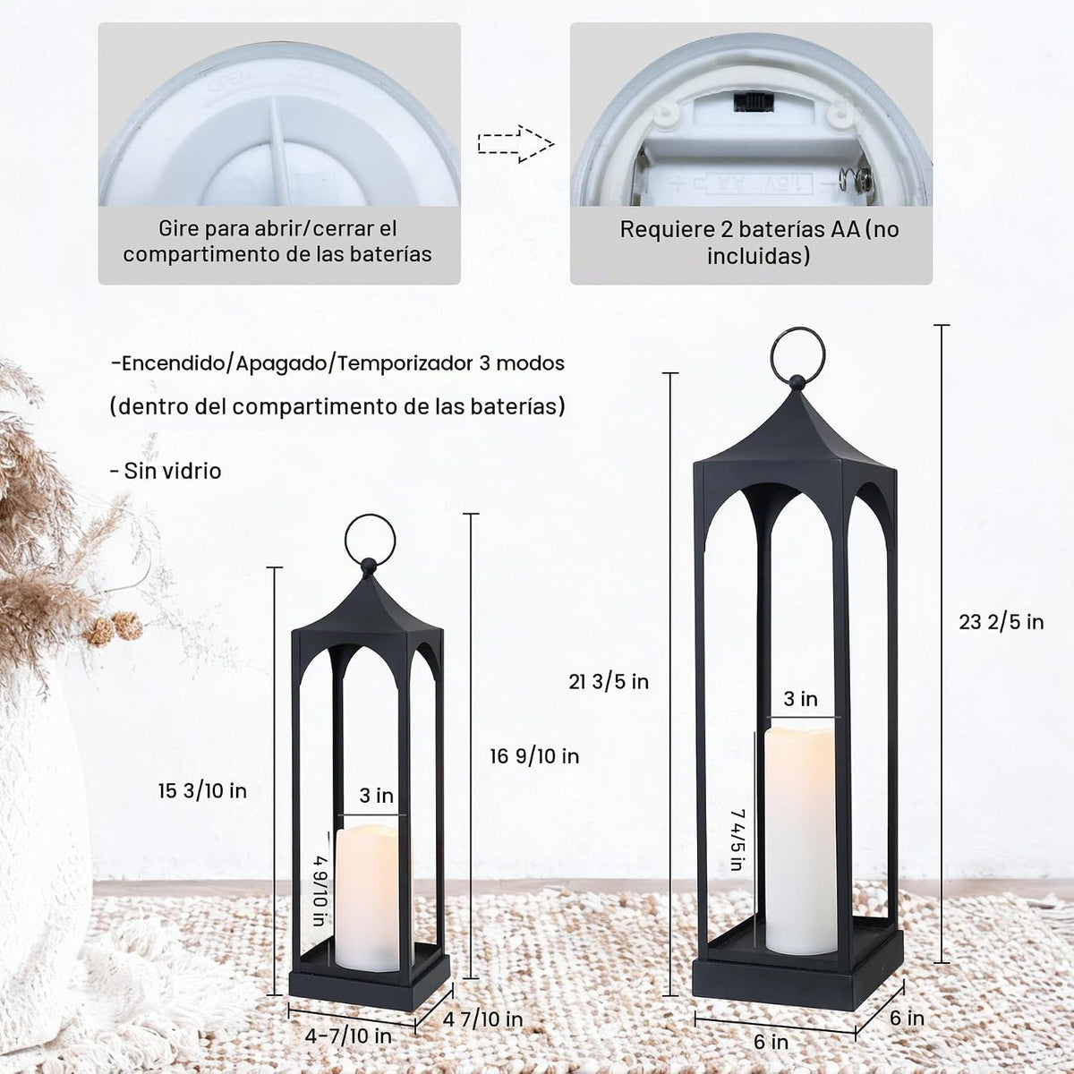 DECORKEY Faroles LED decorativos para exteriores e interiores, jueg...