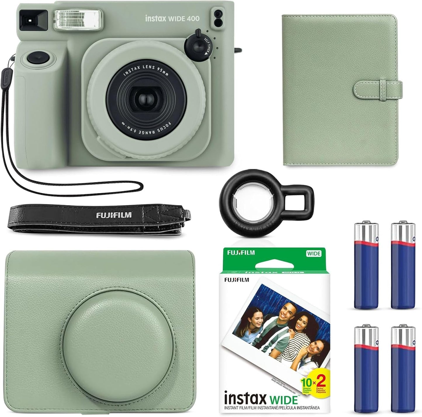 Fujifilm Cámara instantánea Instax Wide 400 (Verde Salvia) + Pelícu...