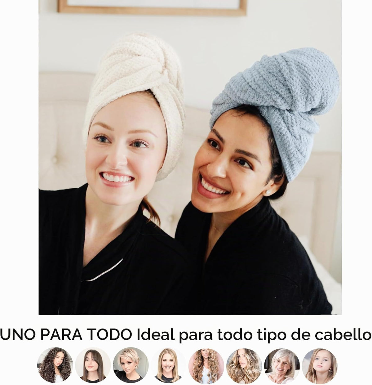 ROLSHOL Paquete de 2 Toallas Grandes de Microfibra para el Cabello...