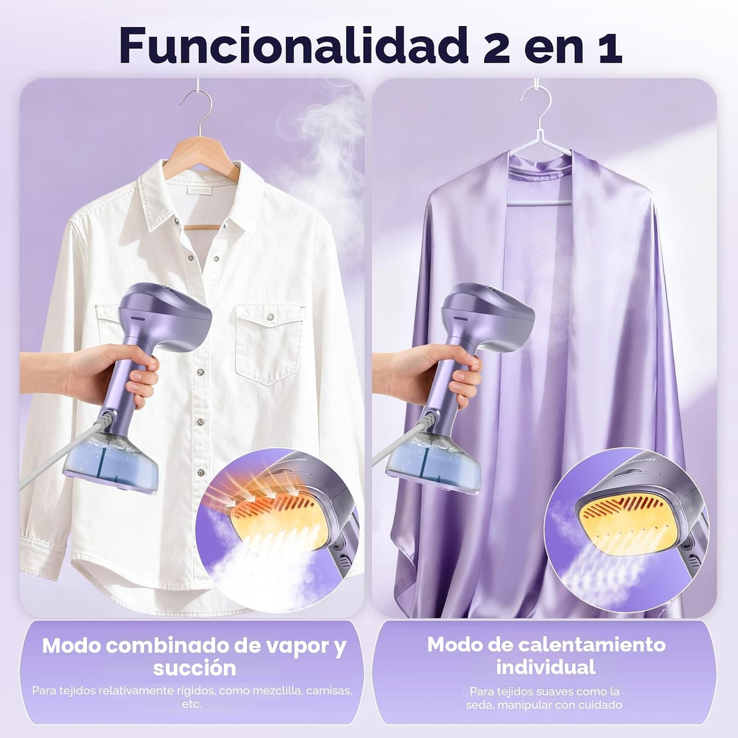 Mxnsewr Vaporizador al vacío para ropa, vaporizador de mano 3500Pa...