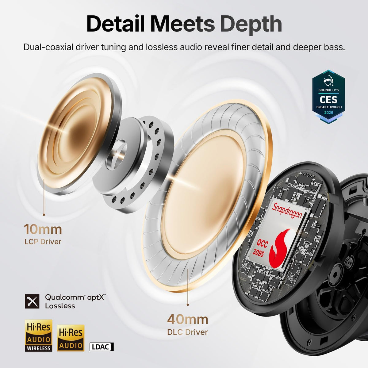 EarFun Wave Pro X Hybrid ANC Auriculares inalámbricos sobre la orej...