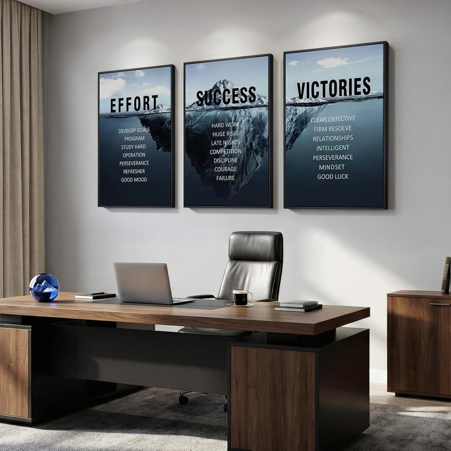 Arte de pared inspirador enmarcado grande para decoración de oficin...