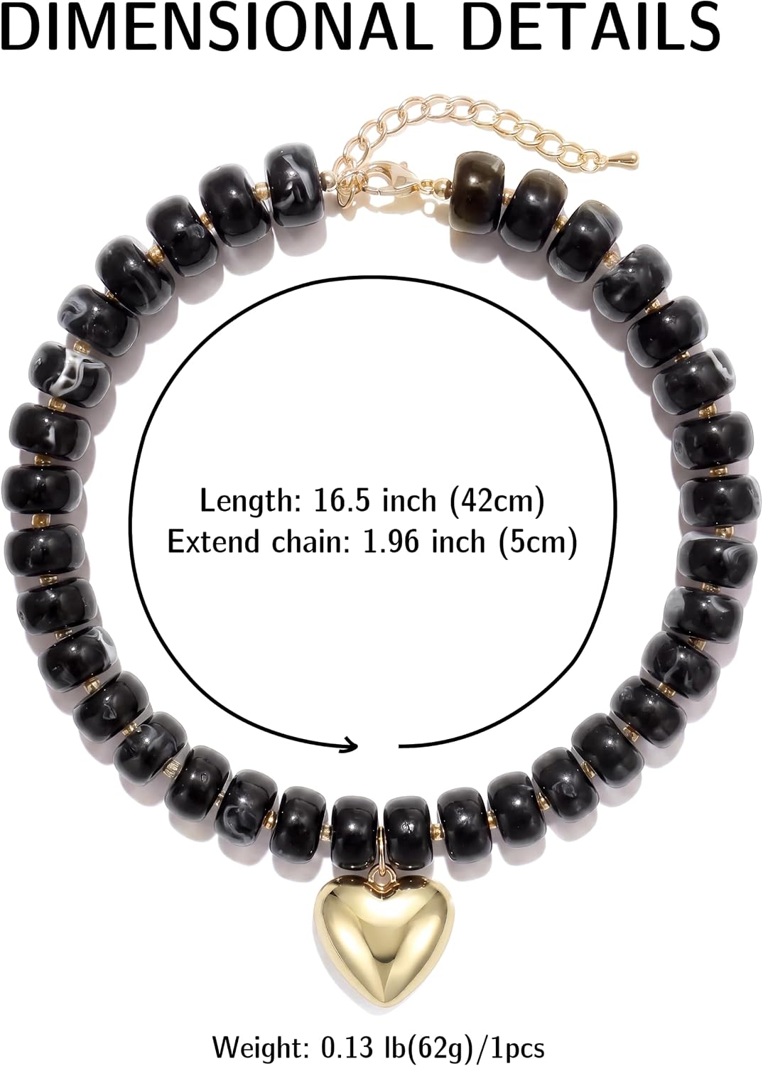 Wassazi Collar de Corazón Grueso para Mujeres, Collar de Declaració...