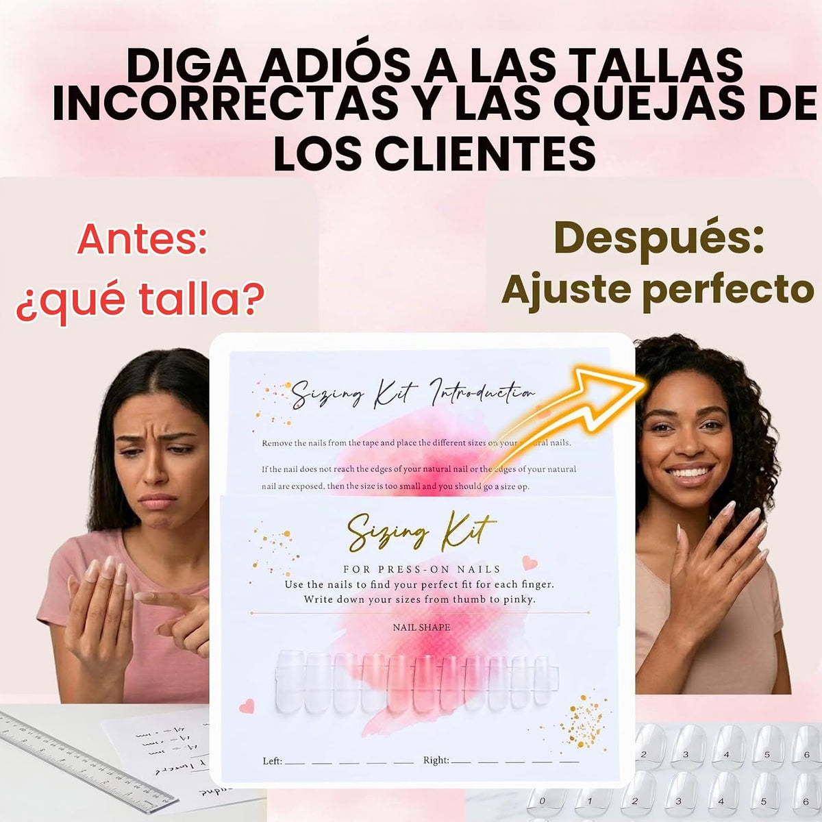Kit de tamaño de uñas a presión para negocios de uñas, 5 x 7 pulgad...