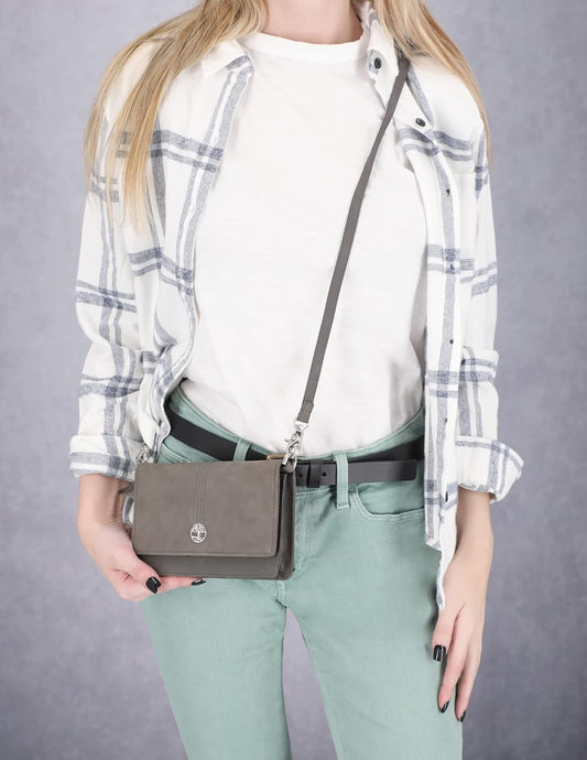 Timberland - Bolso cruzado de cuero RFID con billetera, Tamaño único