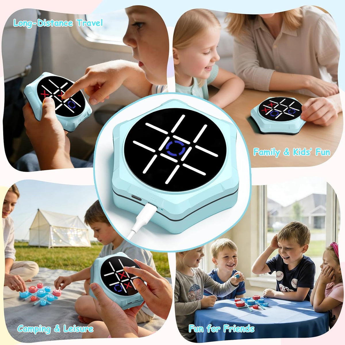 VDPDO Juego electrónico de Tic Tac Toe, 5 en 1 eléctrico Tic Tac To...