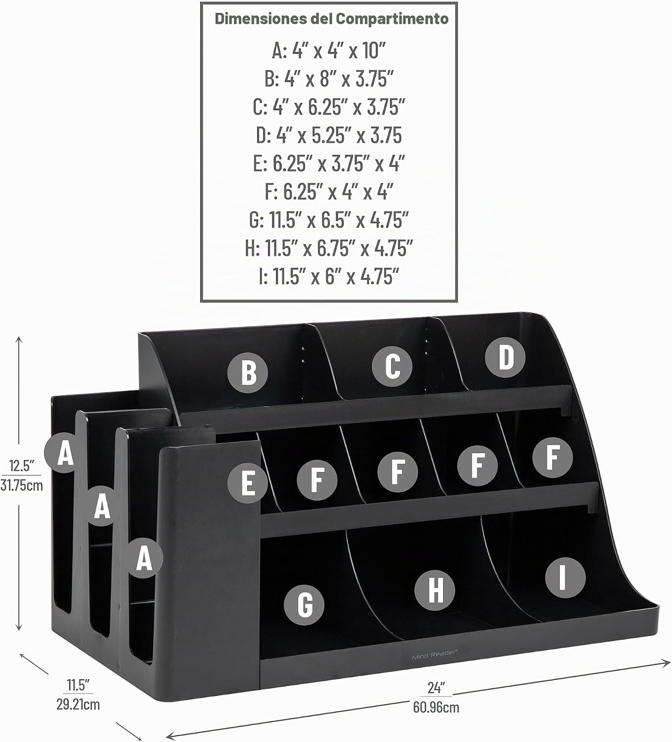 Mind Reader "Pioneer breakroom Organizador 11 Compartimiento condim...