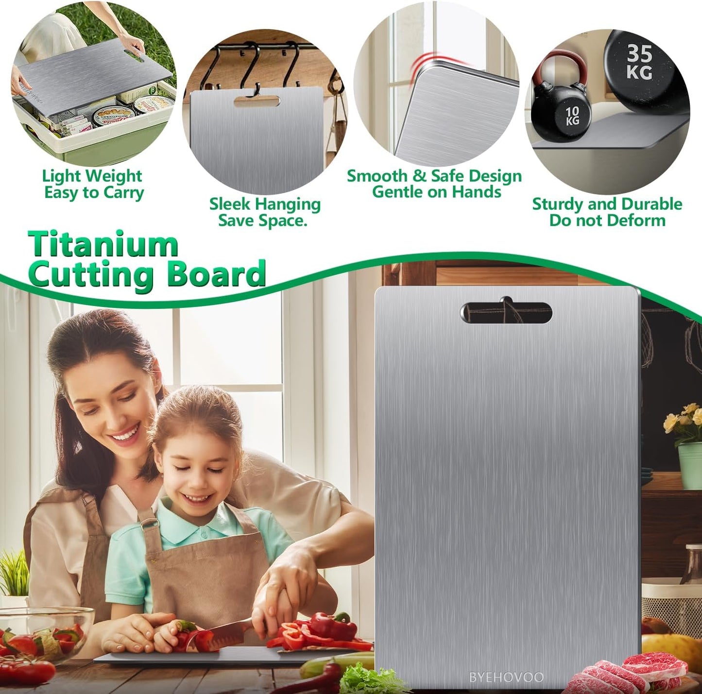 Tabla de cortar de titanio para cocina, juego de 3, tablas de corta...