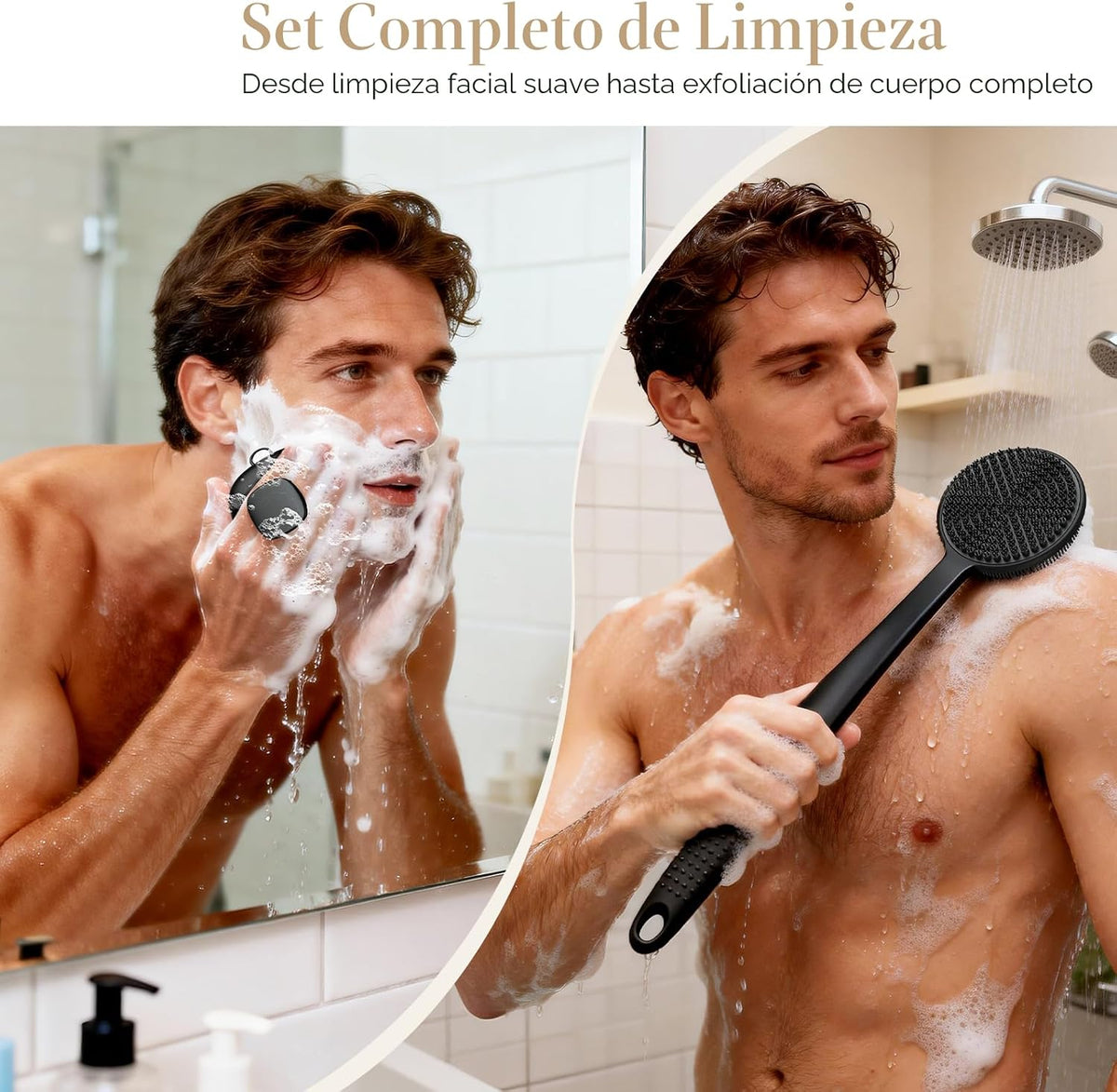 Depurador de silicona para la espalda para ducha y limpiador facial...