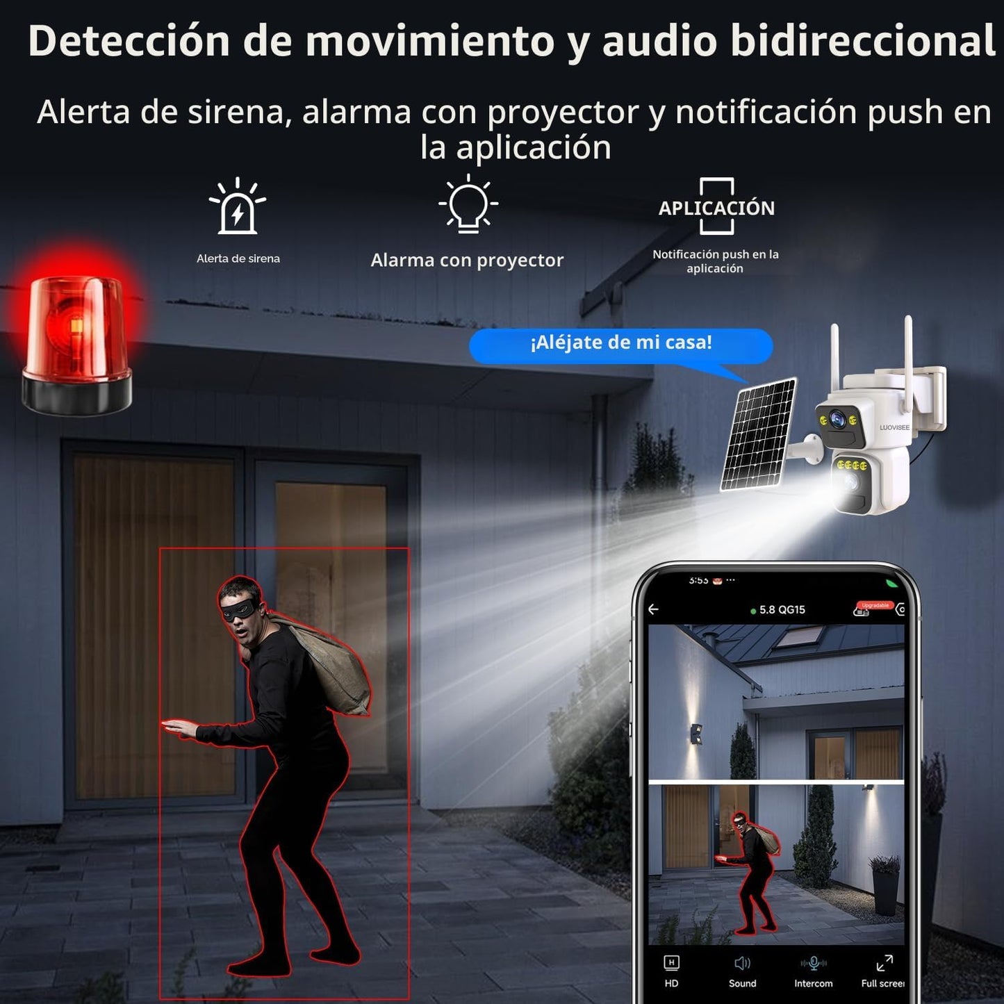 Luovisee Cámaras de seguridad solares inalámbricas para exteriores,...