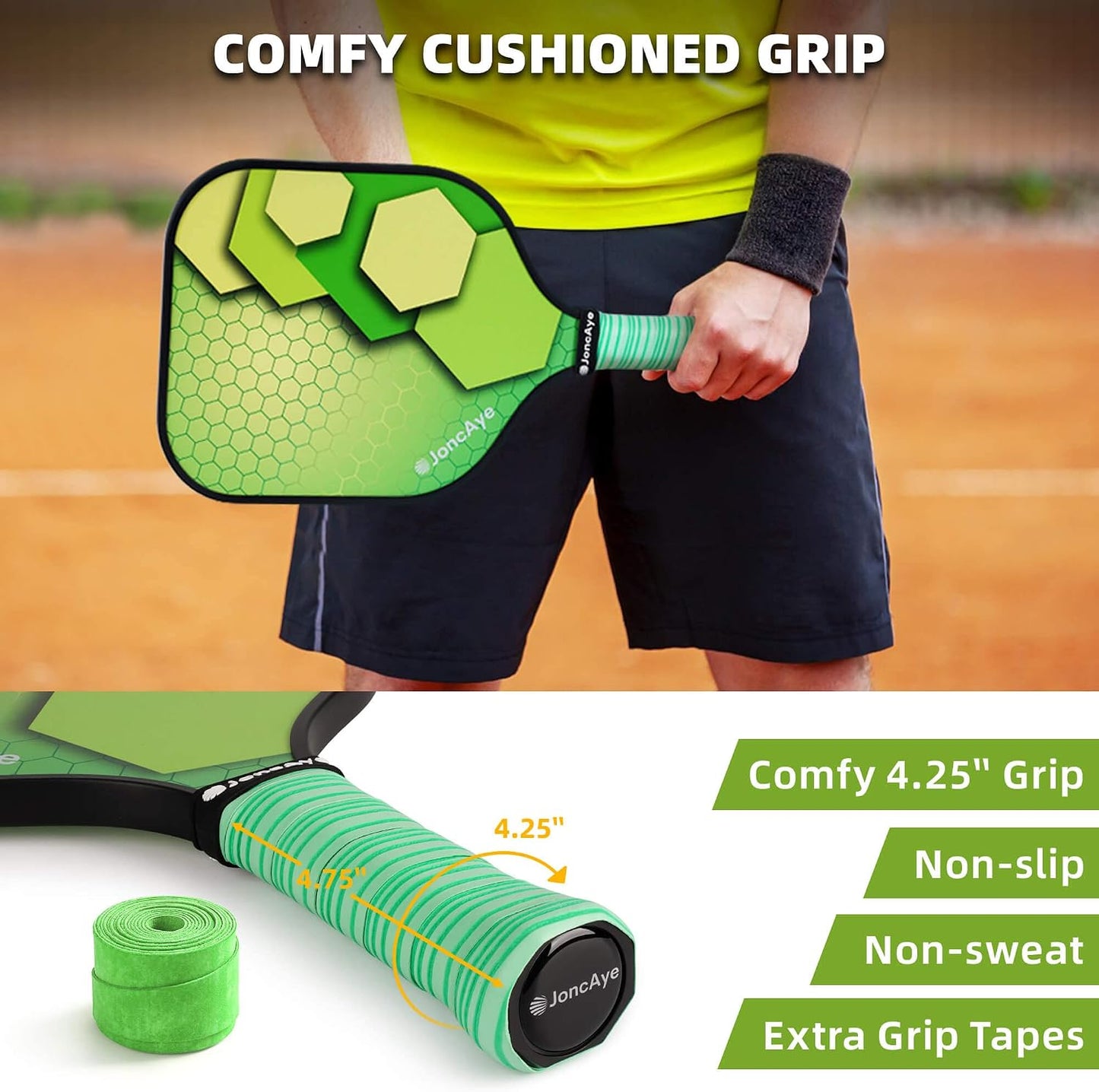 JoncAye Pickleball Paddles Juego de 4 o 2, raquetas de fibra de vid...
