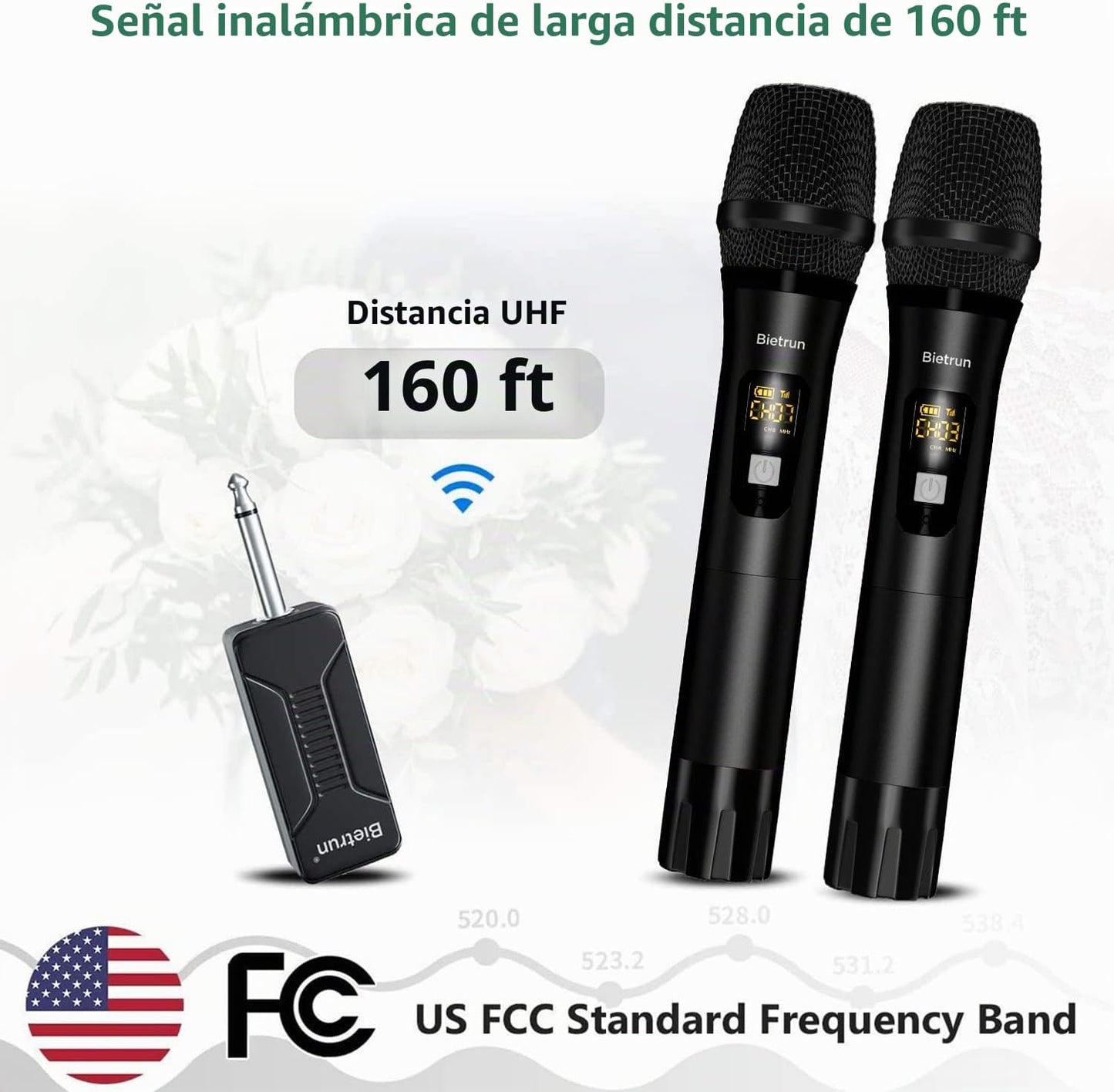 Micrófono inalámbrico, sistema de micrófono dinámico inalámbrico du...