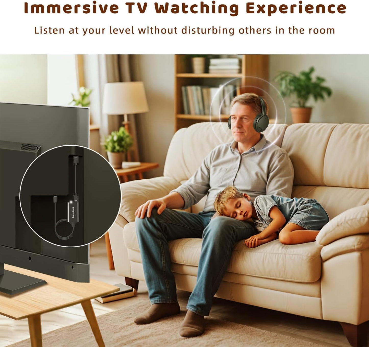 Holdsound Auriculares inalámbricos para TV con transmisor de extens...