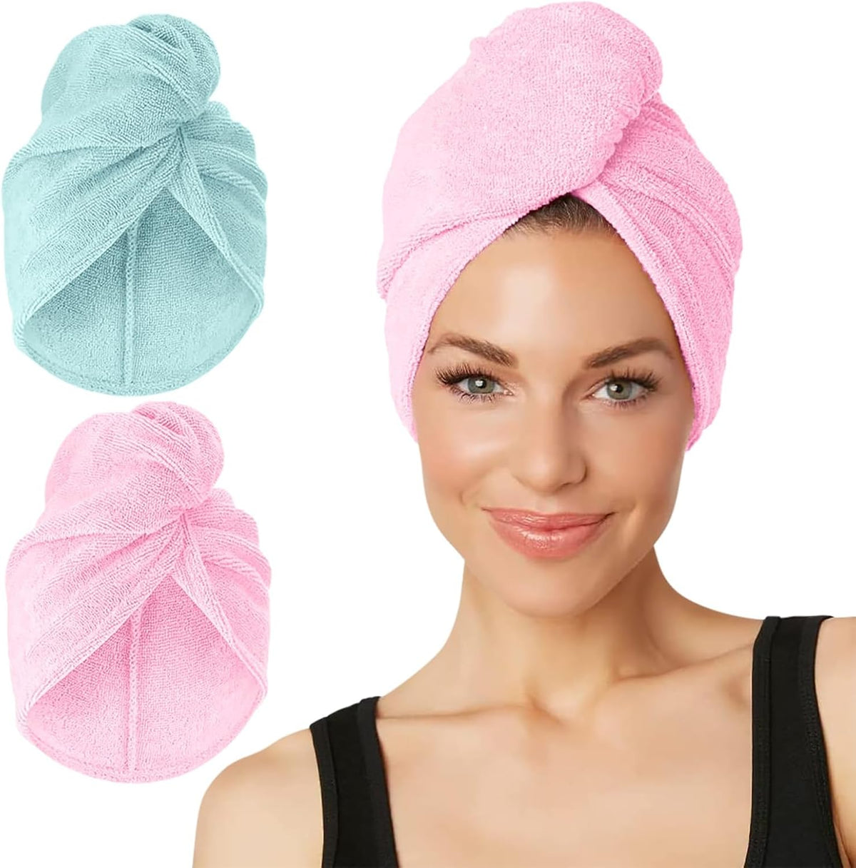 Turbie Twist Paquete de 2 toallas de microfibra extra largas para b...