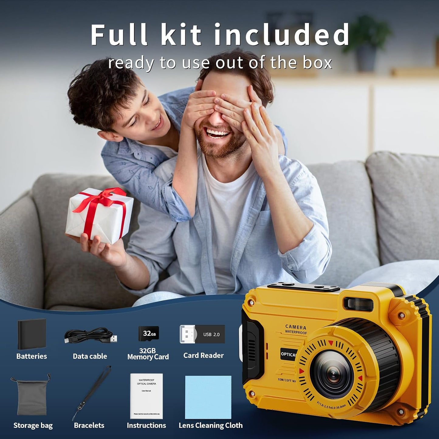 Cámara digital impermeable de 48 MP con tarjeta TF de 32 GB | Panta...