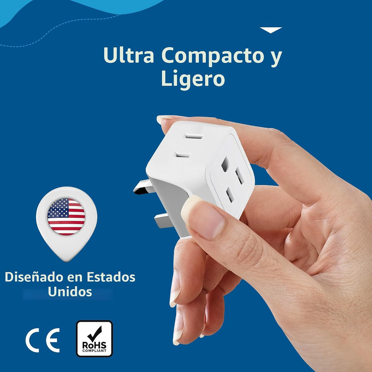 Adaptador de enchufe de viaje Ceptics para Reino Unido, adaptador t...