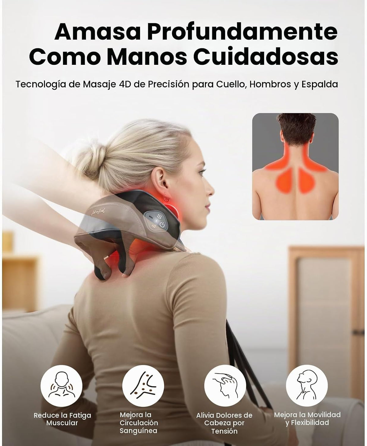 BOB AND BRAD iNeck Pro - Masajeador de cuello Shiatsu inalámbrico 4...