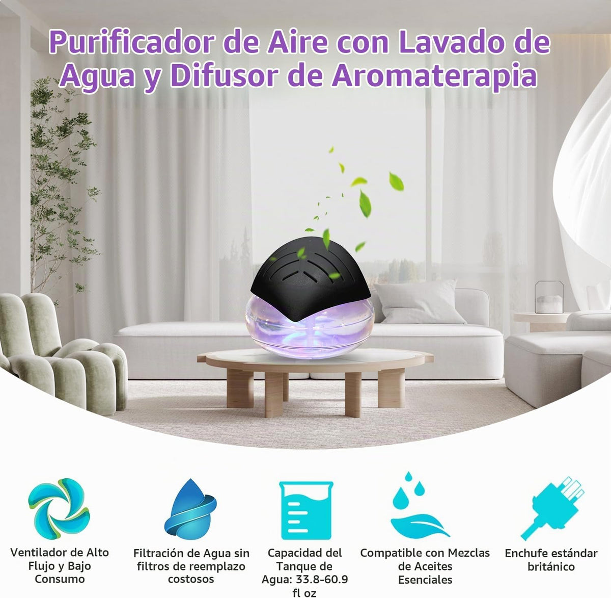 Purificadores de aire de agua para el hogar, difusor de aroma para...
