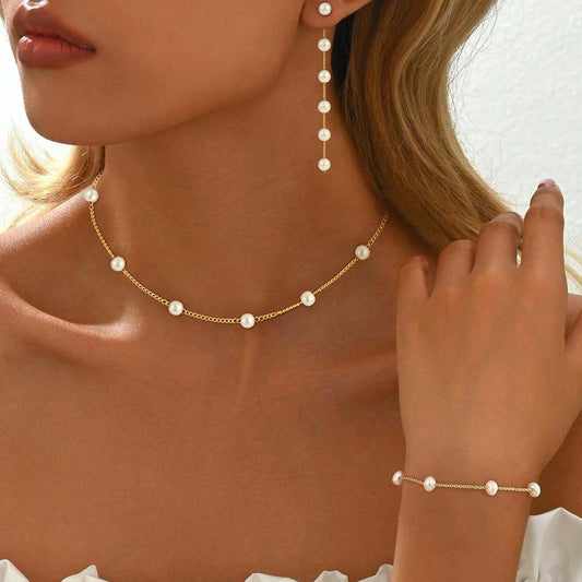 Treasure Bender Collares de perlas de oro para mujer, collar delica...