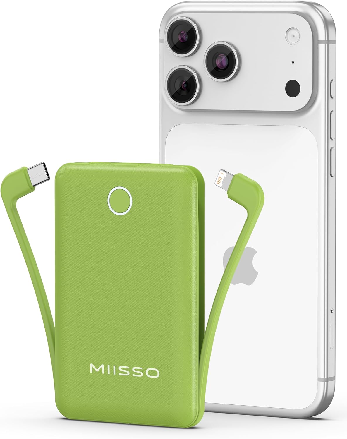 miisso Cargador portátil mini de 10000 mAh con cable incorporado, b...