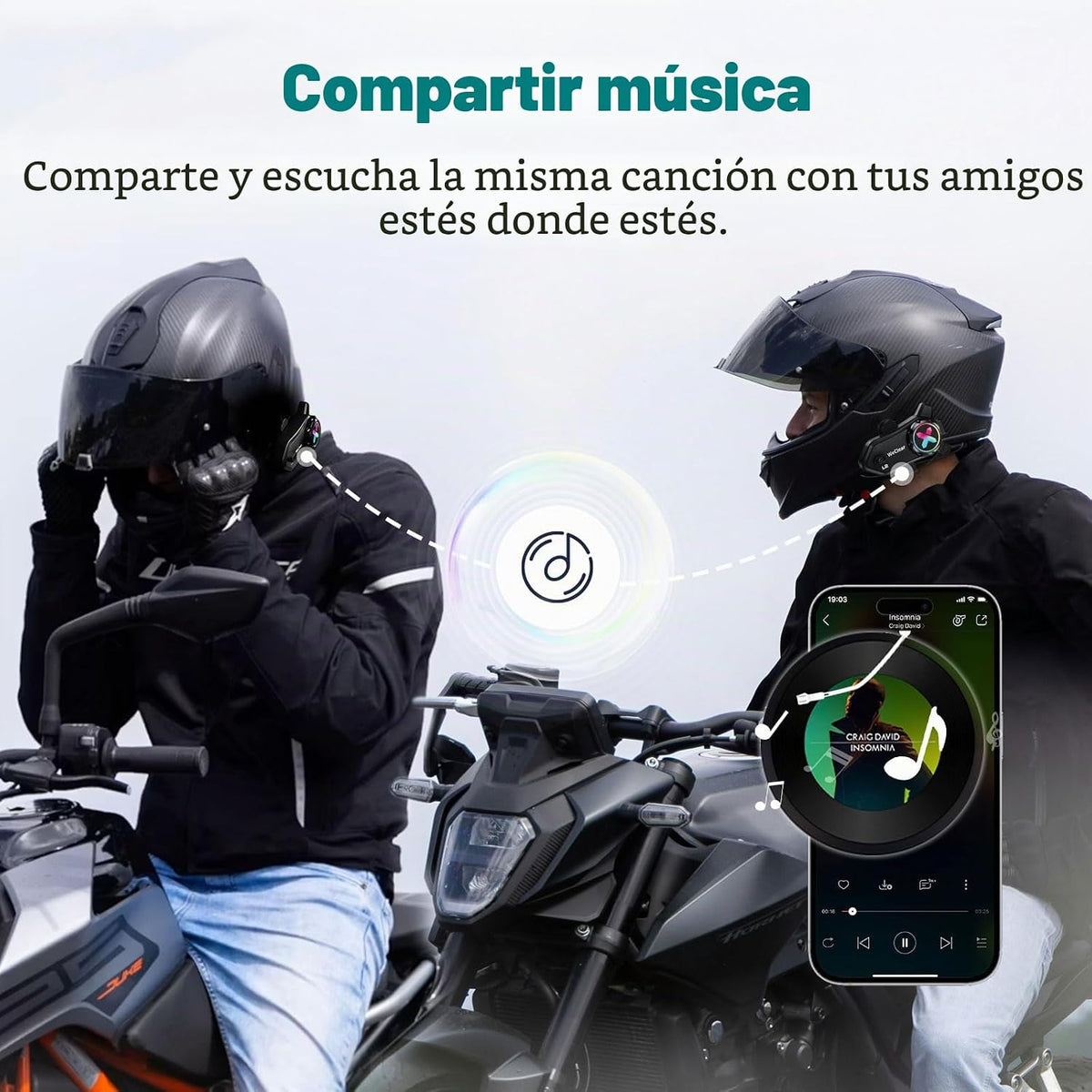 WeClear L2 - Auriculares Bluetooth para motocicleta, intercomunicad...