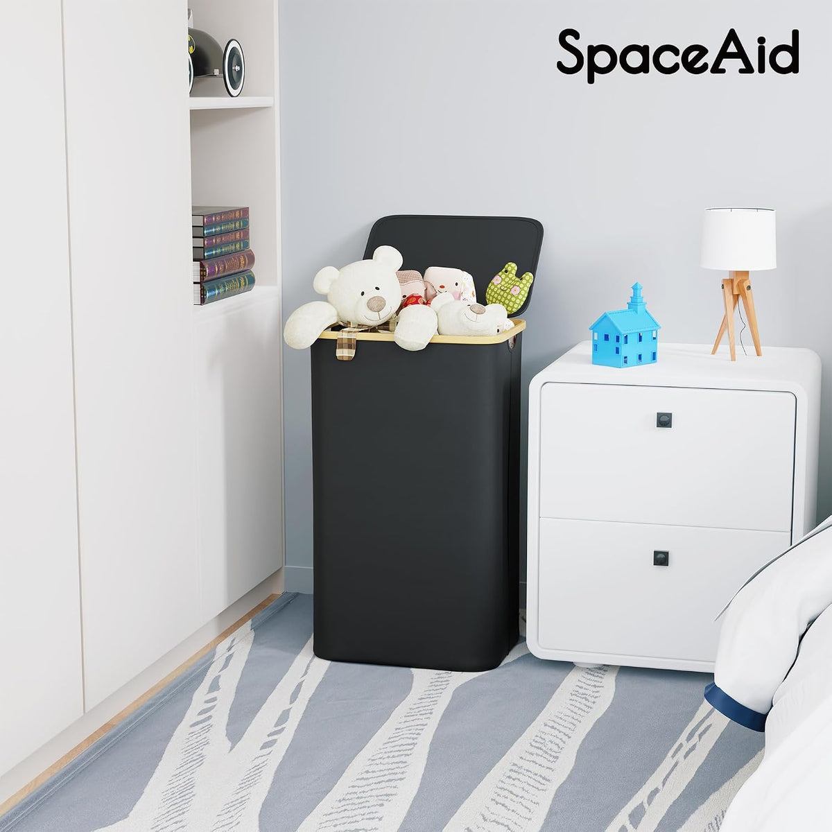 SpaceAid Cesta de lavandería con tapa, 110L de gran capacidad, cest...