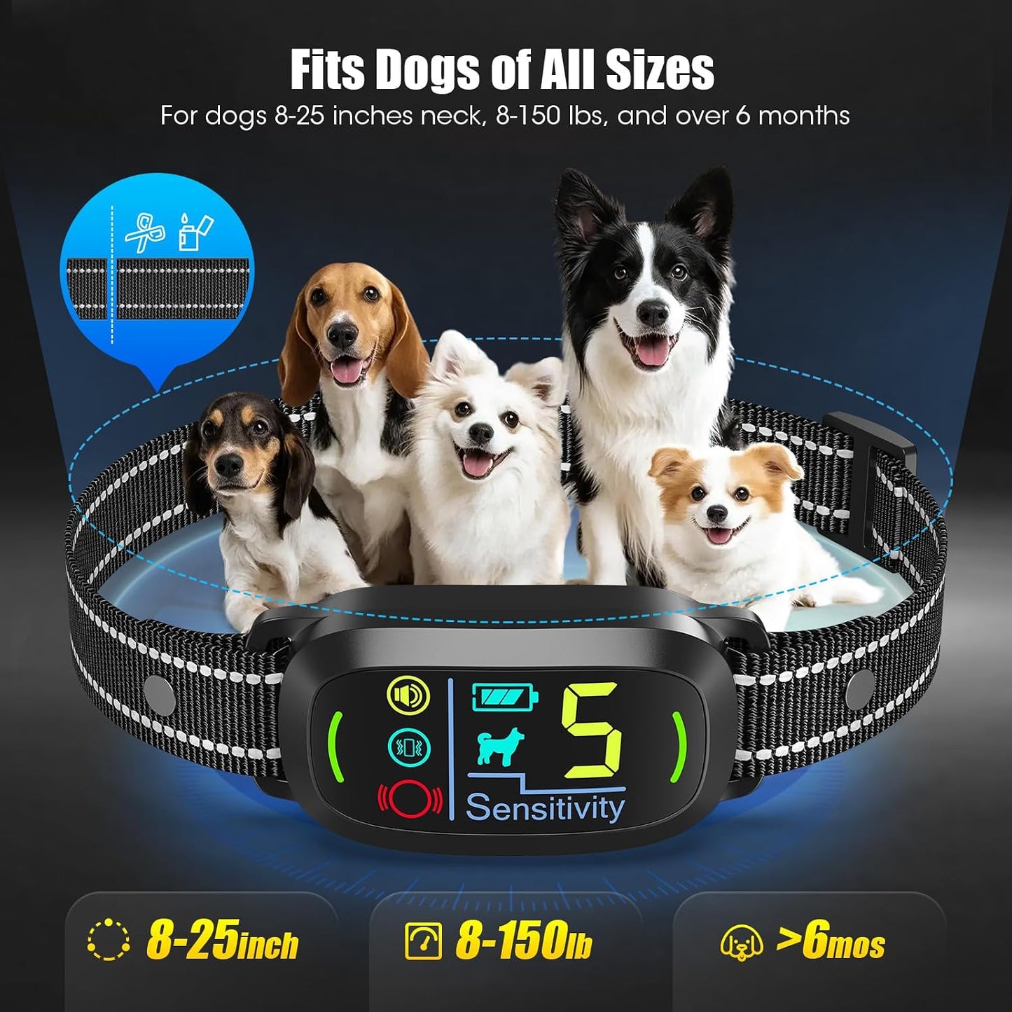 Collar inteligente Oliry con AI para perros grandes, medianos y peq...