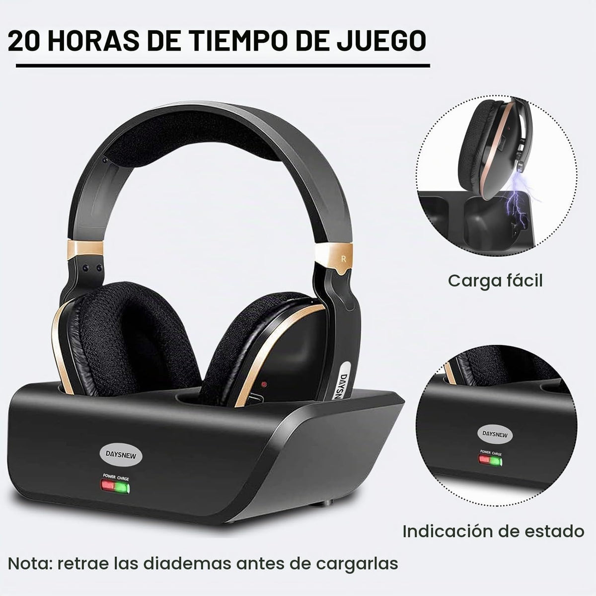 Daysnew Auriculares inalámbricos ópticos para ver televisión, auric...