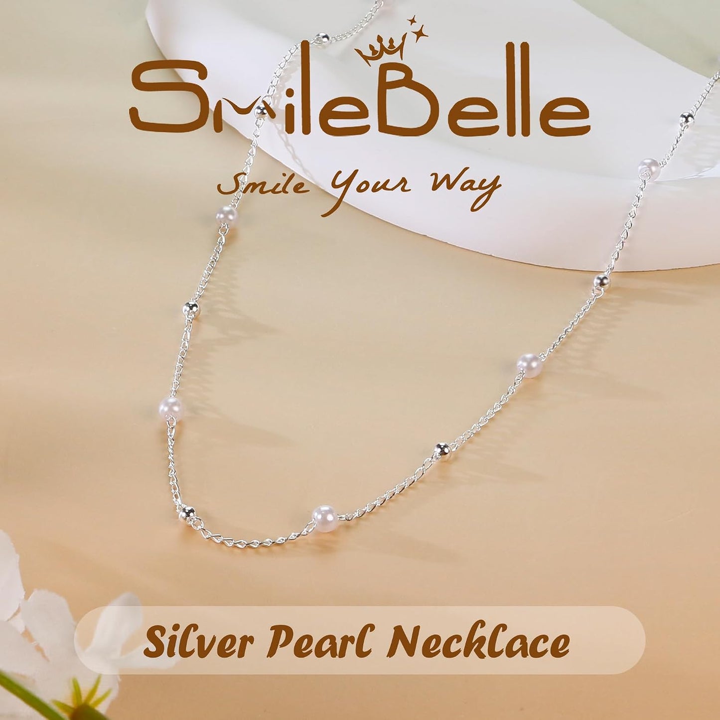 SmileBelle Collares de perlas, gargantilla de perlas de margarita p...