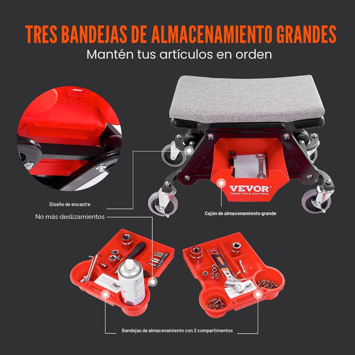VEVOR Taburete mecánico de 300 libras de capacidad, regalo para hom...