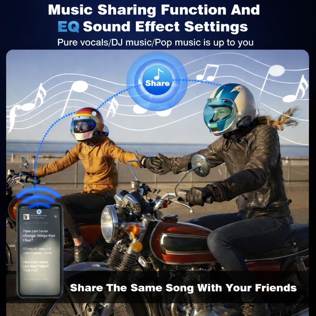 ZOVTIX Auriculares Bluetooth para motocicleta, altavoces de casco d...