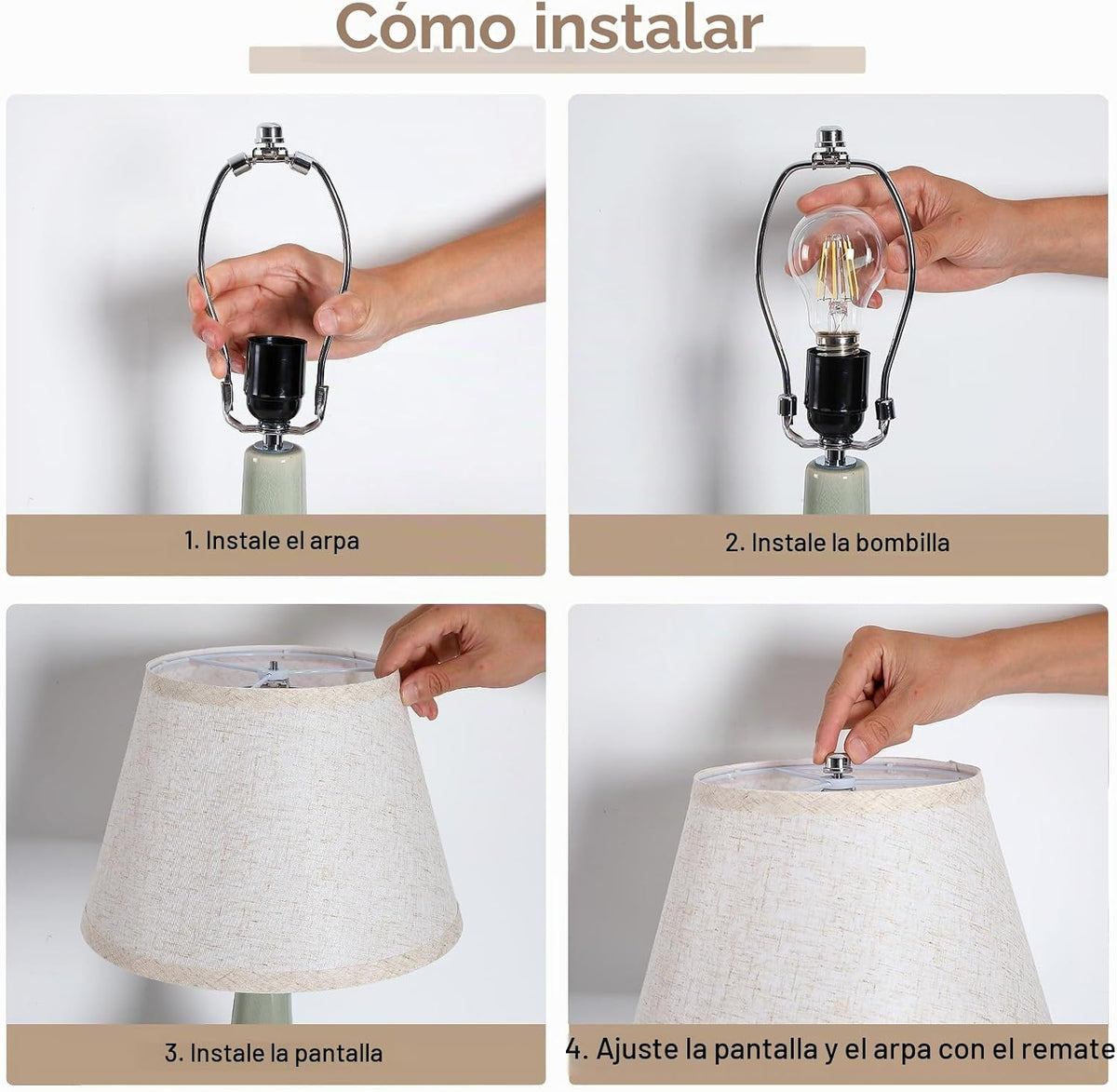 LETRY Juego de 2 lámparas de mesa modernas de cerámica de 19 pulgad...