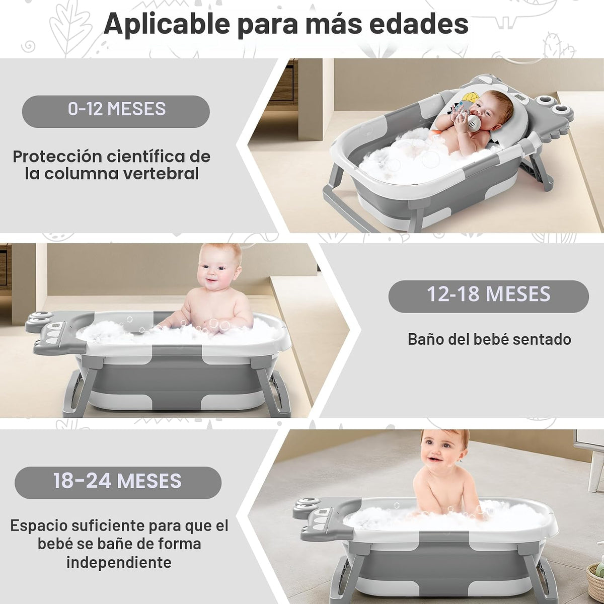 Bañera plegable para bebé recién nacido, bañera plegable para bebé...