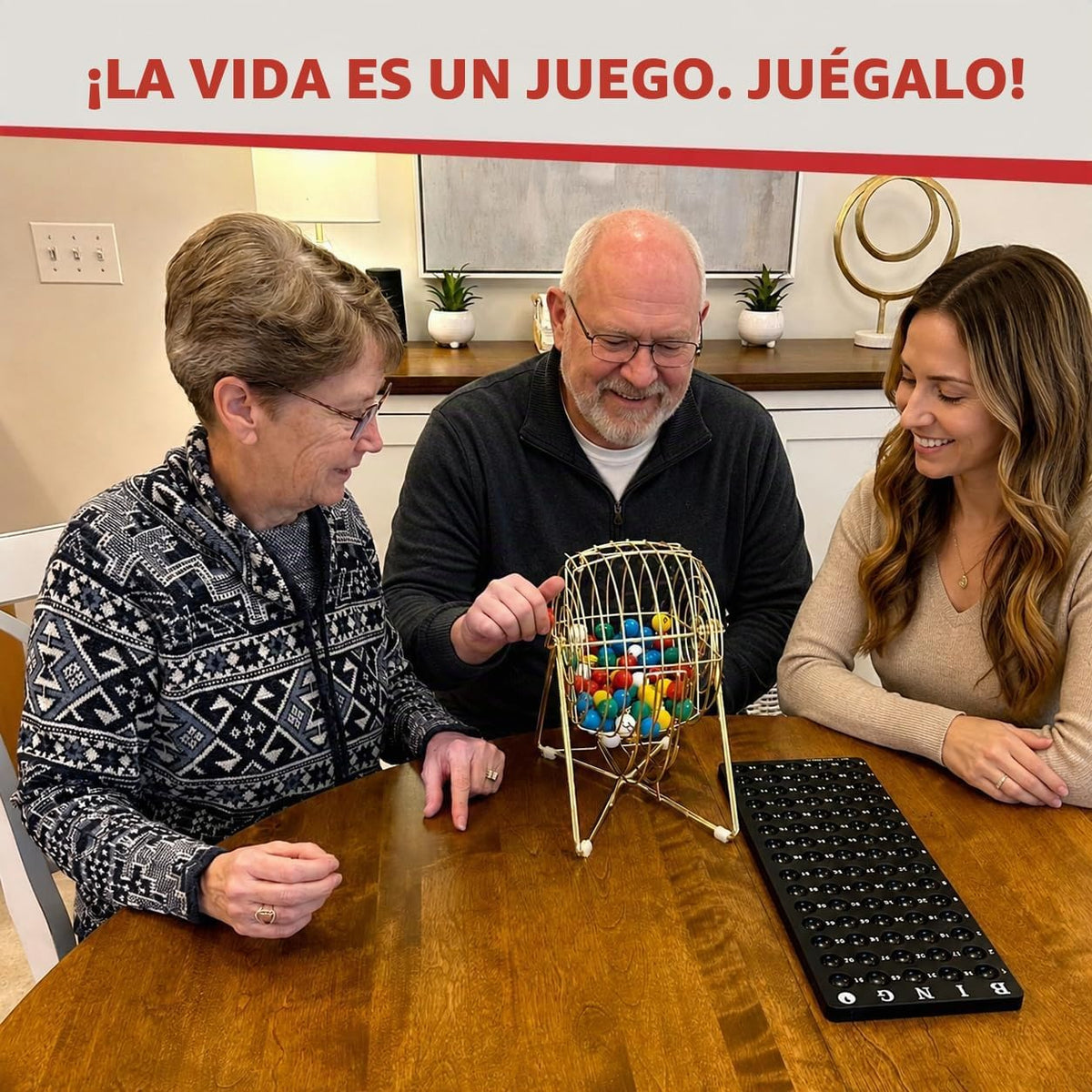 MR CHIPS Juego de bingo profesional de 11 pulgadas de alto con jaul...