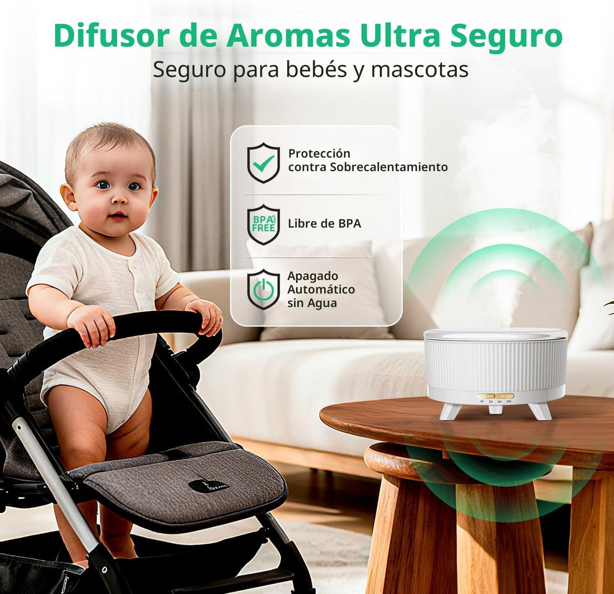 YOUENKITY Aromaterapia de larga duración de 20 horas, difusor de ac...