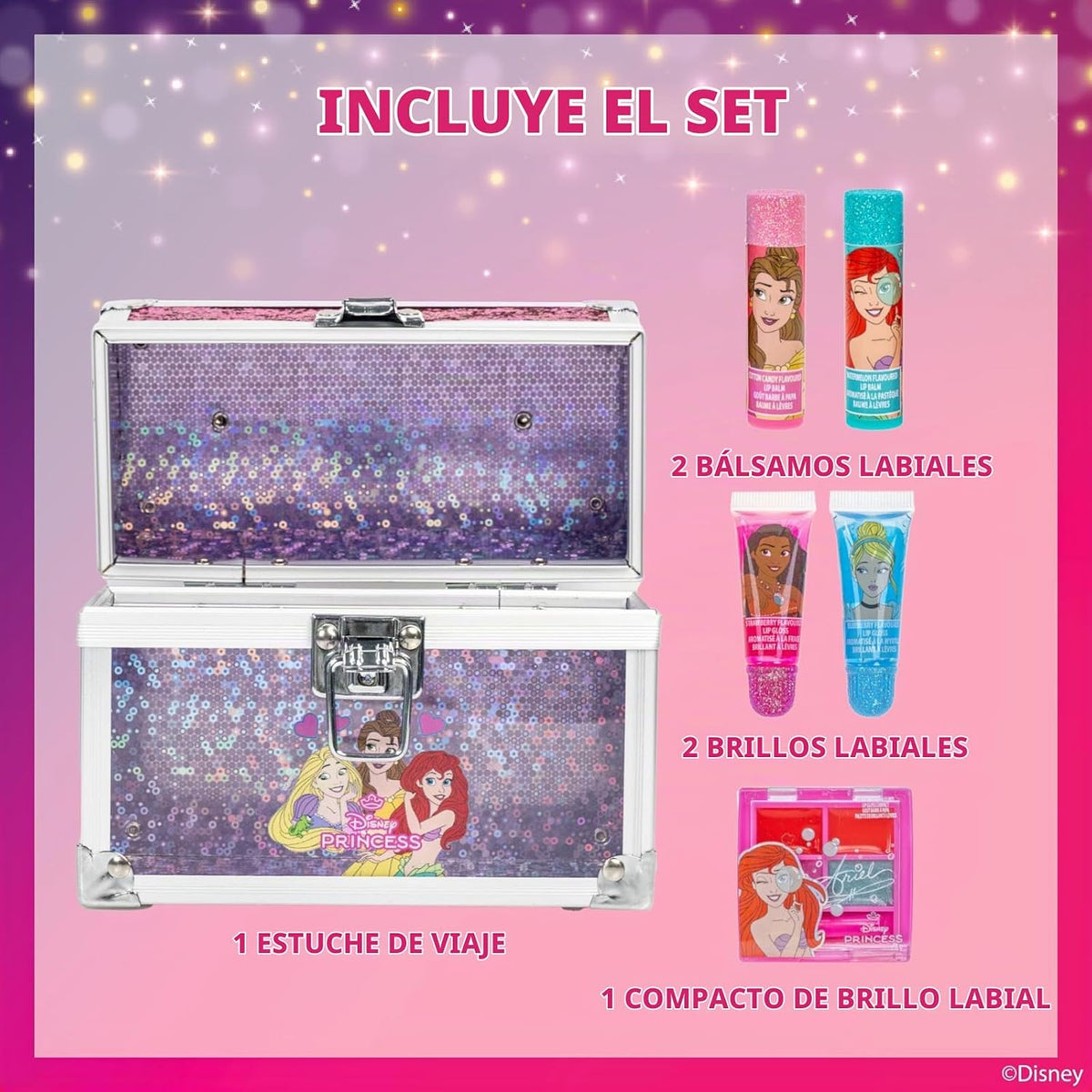 Disney Princess - Juego de maquillaje para niños en mini estuche de...
