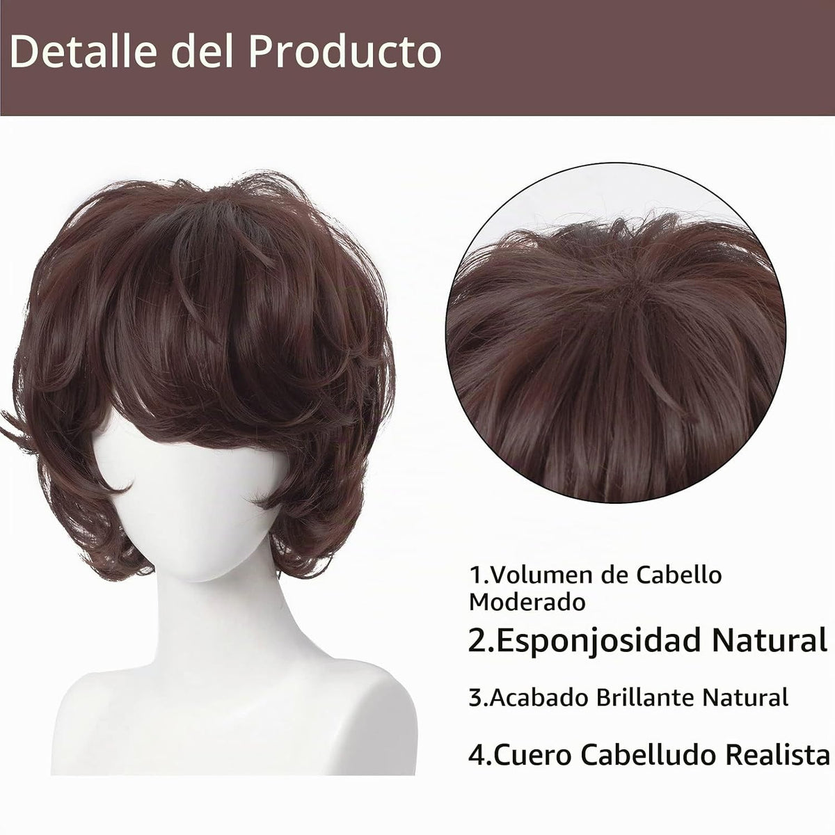 Alacos Tubbo Style Short Brown Curly Cosplay Peluca para Hombres |...