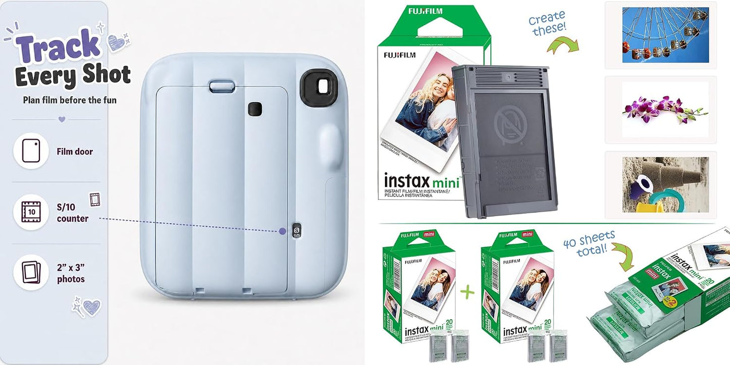 Fujifilm Instax Mini 13 Cámara instantánea azul escarcha + paquete...