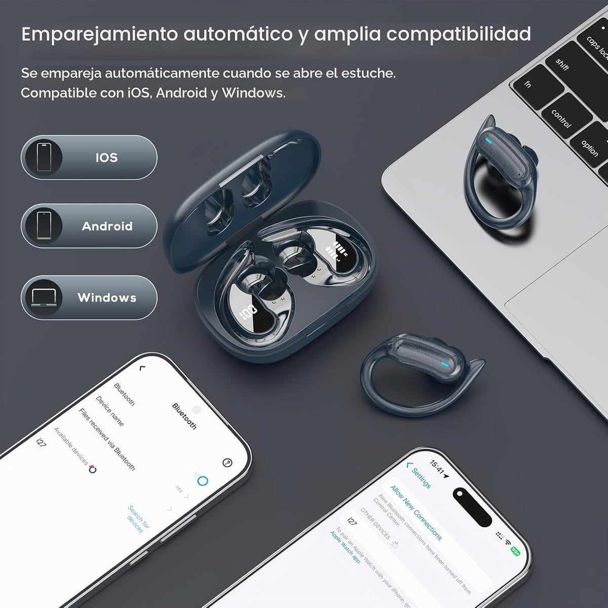 TRAUSI Auriculares inalámbricos Bluetooth, auriculares estéreo de 5...